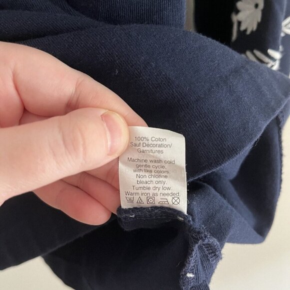 J.Crew Factory Women S Navy Blue Cotton Embroidered Boho Bell Sleeve Blouse - Picture 8 of 9